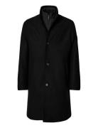 Slhrainar Wool Blend Coat Noos Ullfrakk Frakk Black Selected