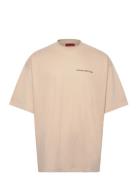 10119 Tee Tops T-shirts Short-sleeved Beige Prohibited