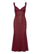 Alegra Stretch Lace Midi Dress Maxikjole Festkjole Burgundy Bardot