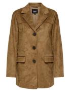 Onltulip Faux Suede Blazer Coat Otw Tynn Kåpe Brown ONLY