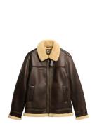 Faux Shearling Aviator Jacket Skinnjakke Skinnjakke Brown Superdry