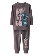 Nmfolina Stitch Ls Nightset Wdi Pyjamas Sett Brown Name It