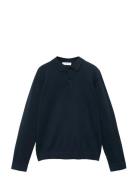 Knitted Polo-Neck Sweater Tops Polos Long-sleeved Navy Mango