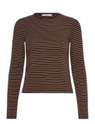 Long-Sleeved Striped T-Shirt Tops T-shirts & Tops Long-sleeved Brown M...
