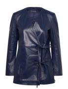 2Nd Alotte - Fine Leather Skinnjakke Skinnjakke Navy 2NDDAY
