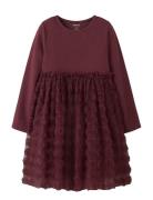 Nmfsykia Tulle Ls Dress Dresses & Skirts Dresses Partydresses Burgundy...