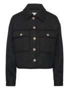 Rwnelly Boucle Wool Blend Ls Oversi Ulljakke Jakke Black Rosemunde