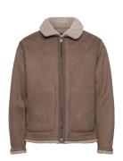 Double Face Jacket With Sheepskin Details Skinnjakke Skinnjakke Brown ...