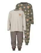 Nmmnightset 2P Aop Noos Pyjamas Sett Khaki Green Name It