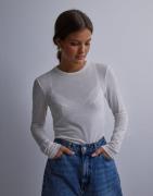 Pieces - Hvit - Pcjoey Ls Wool O-Neck Top