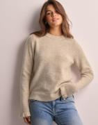 Selected Femme - Beige - Slflulu Ls Knit Frill Cuff O-Neck N