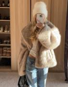 Neo Noir - Beige - Stephanie Faux Fur Jacket