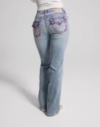 True Religion - Blå - Becca Mr Bootcut Flap Sup T