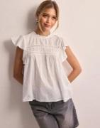 Vero Moda - Hvit - Vmtrine Sl Lace Top Wvn Ga Noos