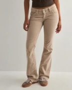 Nelly - Beige - Low Waist Corduroy Stitch Jeans