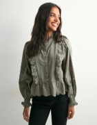 Neo Noir - Grønn - Petrine Embroidery Blouse