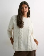 Pieces - Hvit - Pcmoby 6/8 O-Neck Oversize Knit Bc