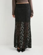 Vero Moda - Svart - Vmmeta Lace Hw Ankle Skirt Wvn Ga