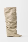 Nelly - Beige - Folded Shaft Boot