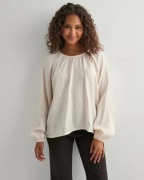 Pieces - Hvit - Pcjemma Ls O-Neck Blouse Jrs D2D Pp
