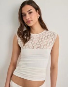 Nelly - Hvit - Lace Blocking Sleeveless Top