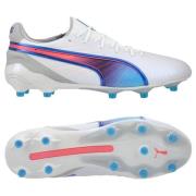 PUMA King Ultimate FG/AG Formula - Hvit/Blå/Flat Light Gray/Rosa Dame