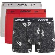 Nike Boksere Everyday Cotton Stretch 3-Pakke - Svart/Hvit/Rød/Grå